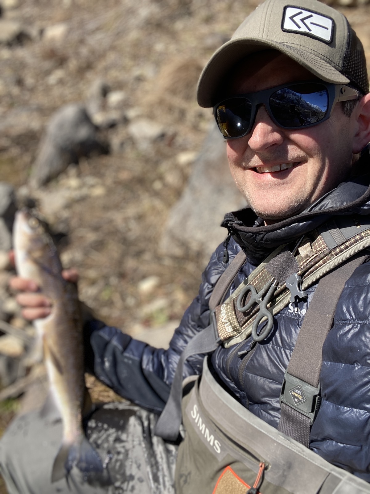 Fly fishing for whitefish on an Idaho river